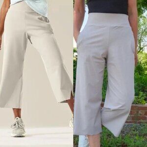☀️ Athleta Cosmic Crop Wide Leg Pant Light Beige XS High Waist Grey Khaki